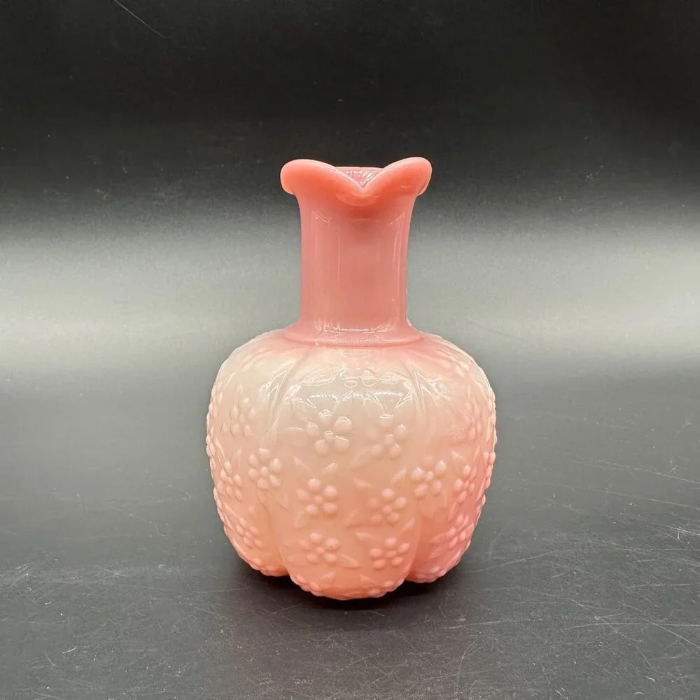 Antique Victorian Challinor Taylor Forget Me Not Floral Pink Glass Pitcher READ - Picture 3 of 10
